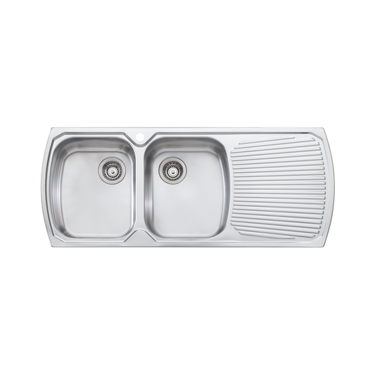 Monet Double Bowl Topmount Sink with Drainer