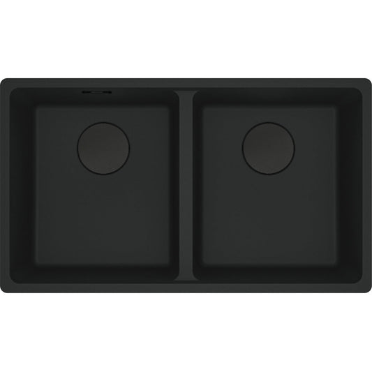 Franke Maris Granite Double Bowl 350-350mm Flushmount Matte Black