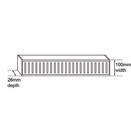 Muses Aluminium Brushed Gold Ezy Flow Floor Grate 300 * 100 * 26mm