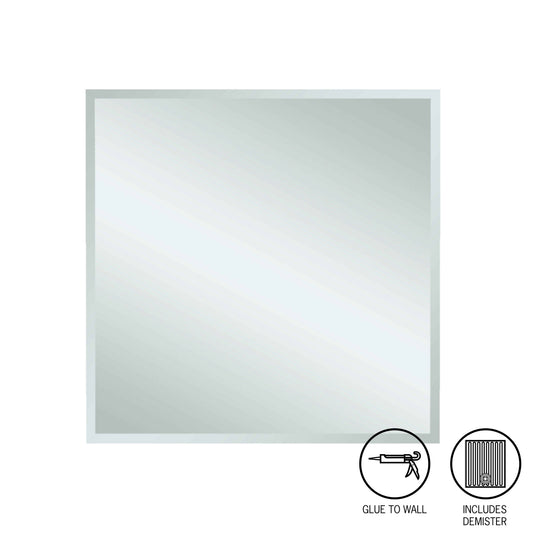 Montana Square 25mm Bevel Edge Mirror Glue-to-Wall with Demister