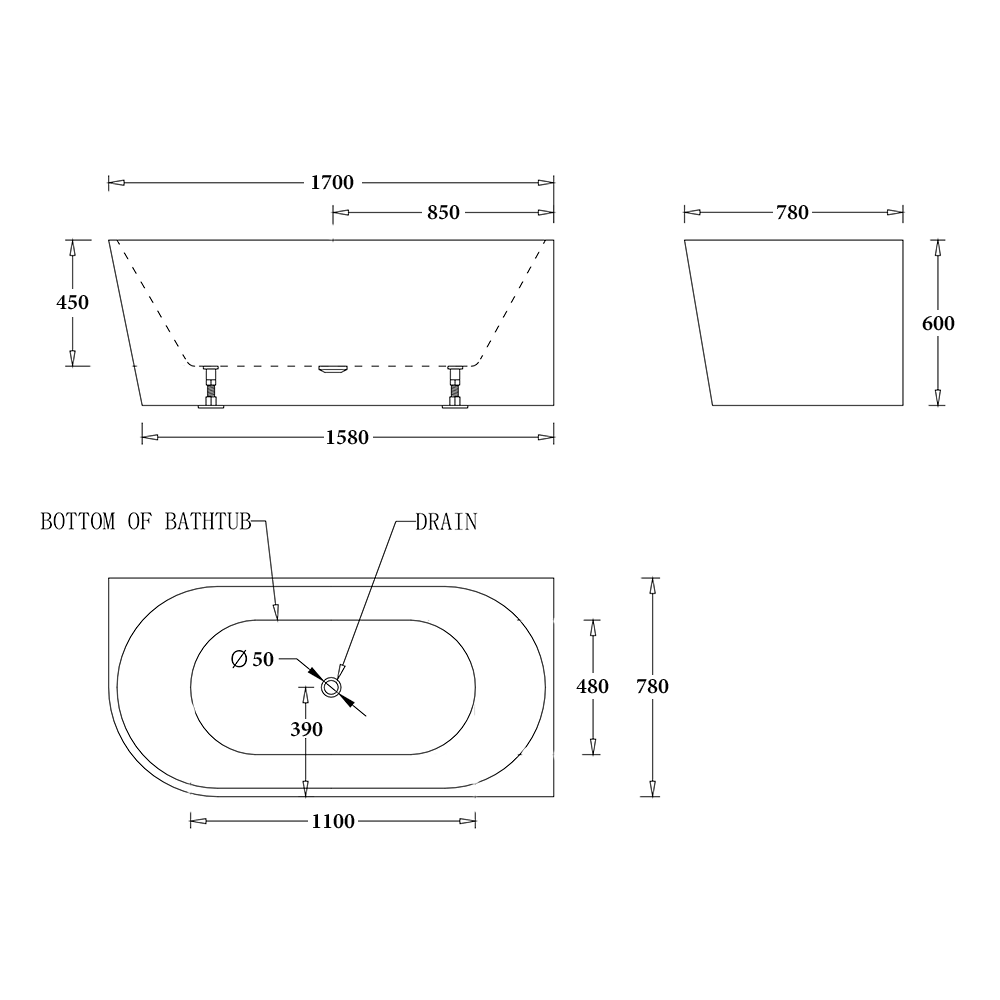 Milan Right Corner Bathtub