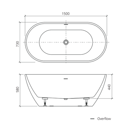 Naples Freestanding Bath With Overflow 1500mm