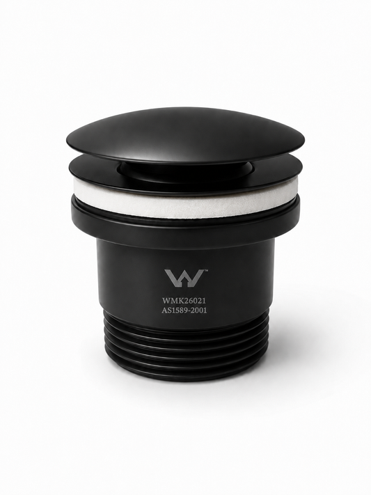 Carysil 32mm Matte Black No Overflow Bath Waste