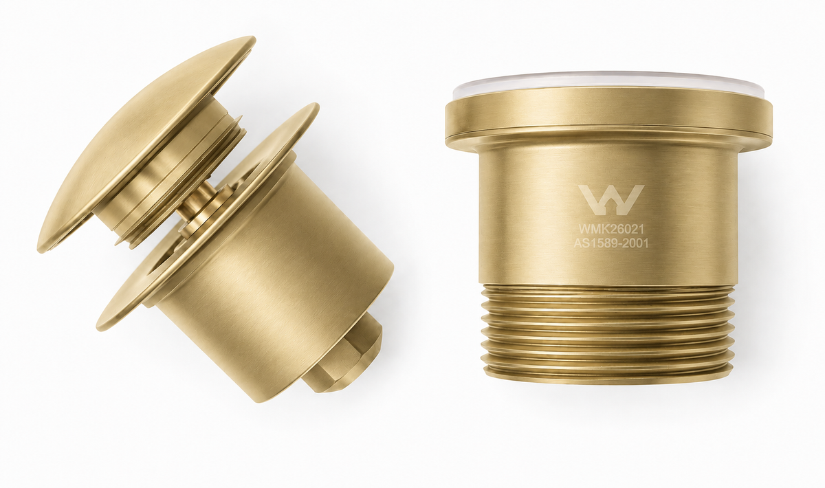 Carysil 32mm Light Brushed Gold No Overflow Basin Waste