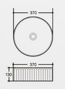 370 x 370 x 130 mm Round Gloss White Fluted Above Counter Ceramic Basin