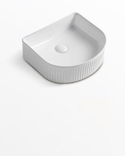 400 x 350 x 130 mm Arch Gloss White Fluted Above Counter Ceramic Basin