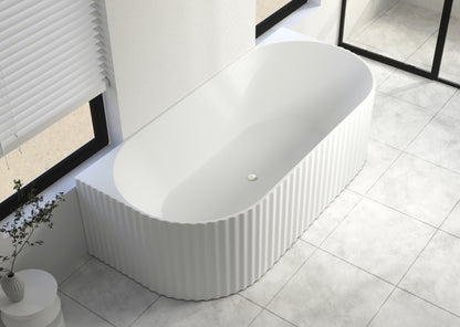 1700x800x600mm Jade Fluted Back to Wall Matte White