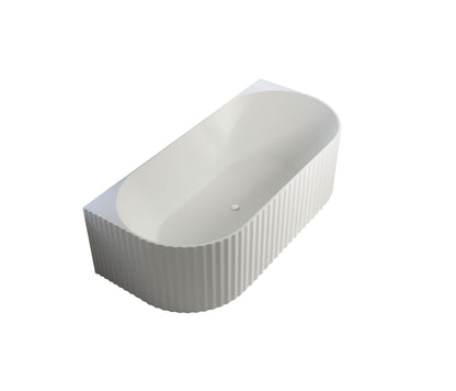 1500x750x580mm Jade Fluted Back to Wall Matte White