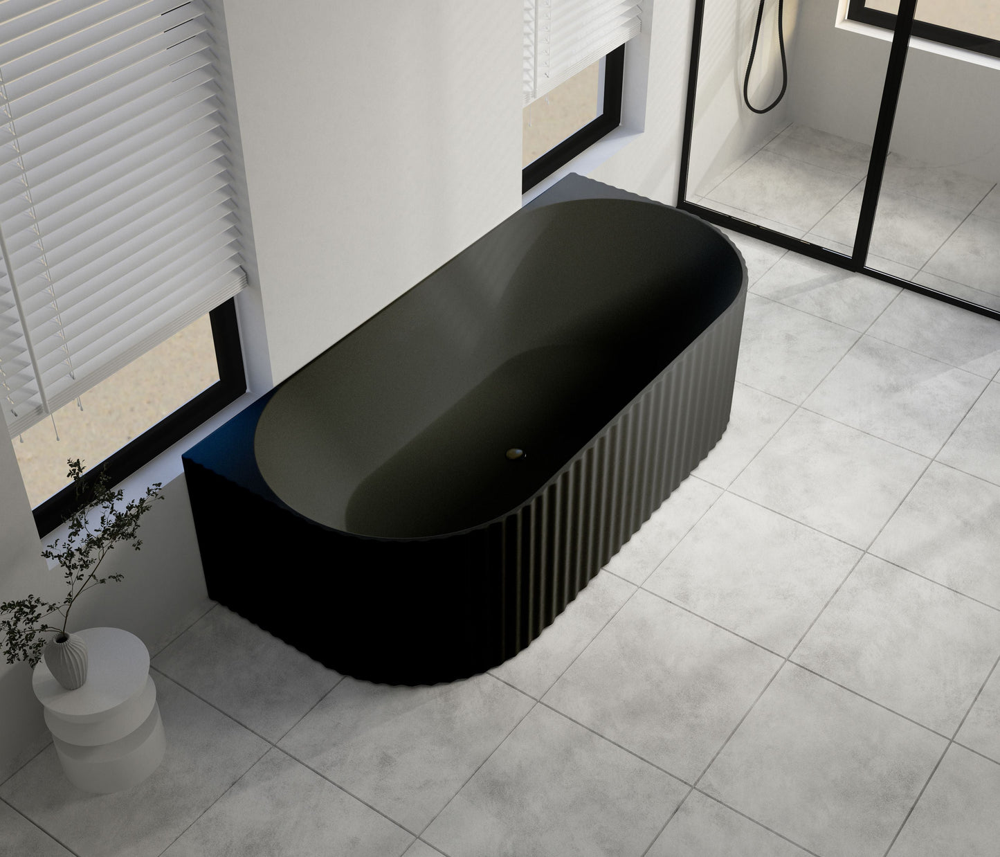 1500x750x580mm Jade Fluted Back to Wall Matte Black