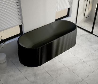 1700x780x600mm Berri Freestanding Fluted Matte Black