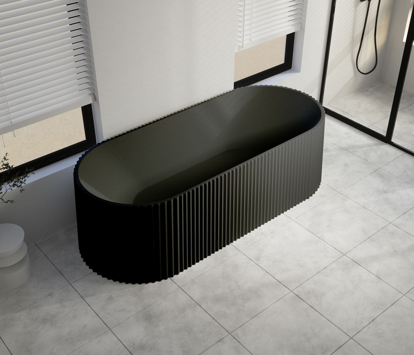 1500x720x600mm Berri Freestanding Fluted Black