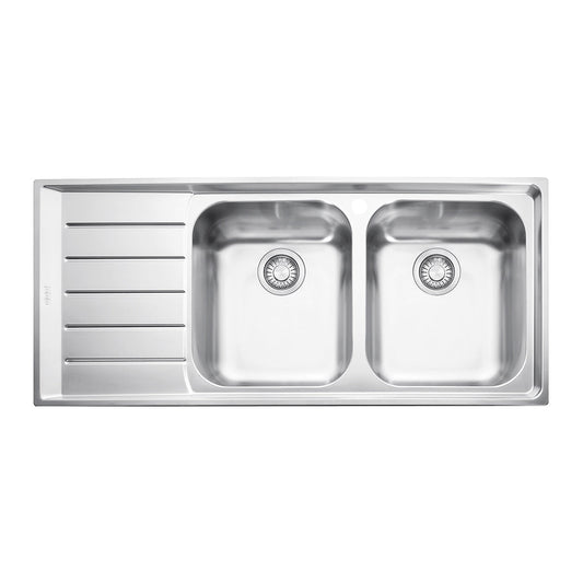 Franke Neptune Double Bowl Inset Sink with Left Hand Drainer