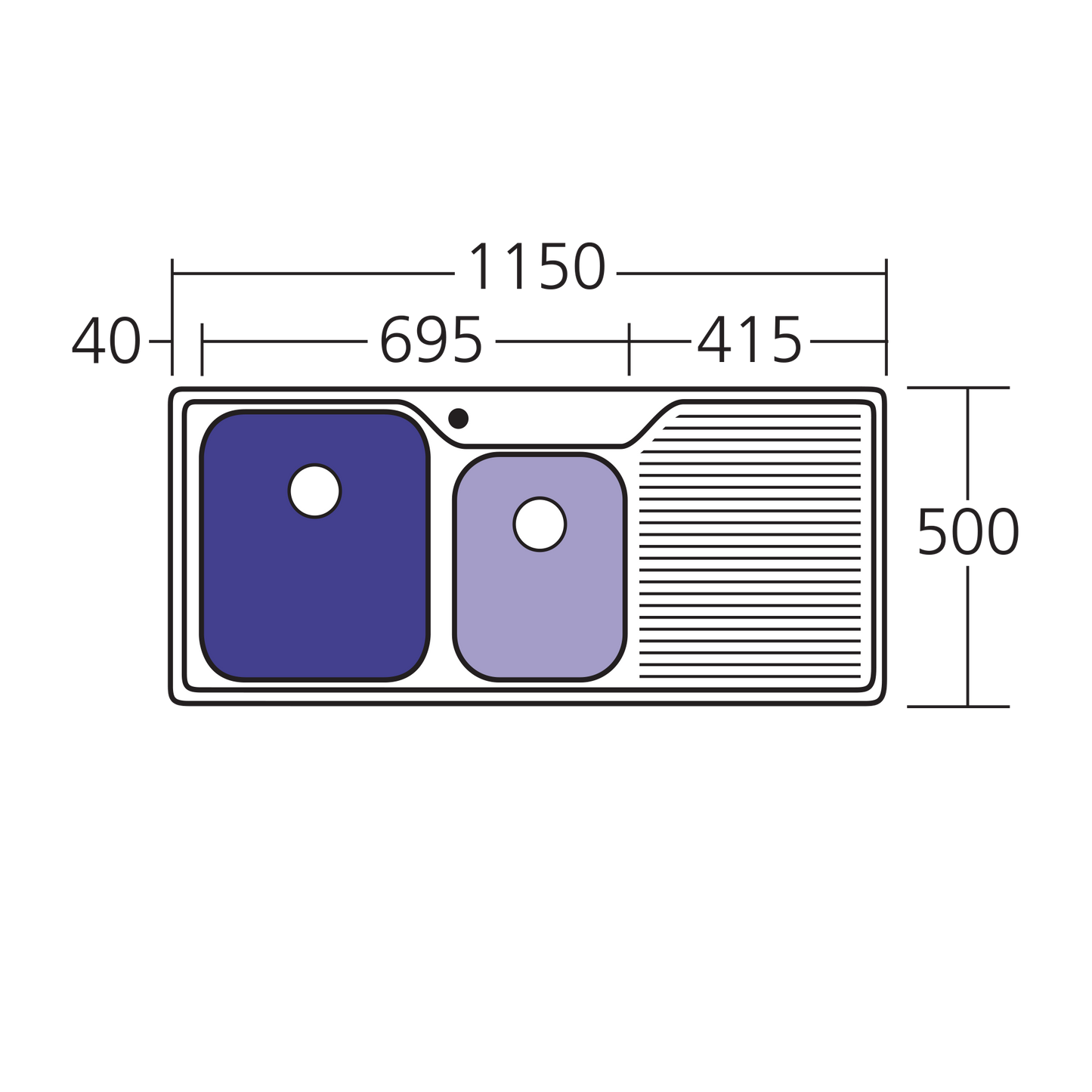 Nu-Petite 1 & 3/4 Bowl Topmount Sink With Drainer