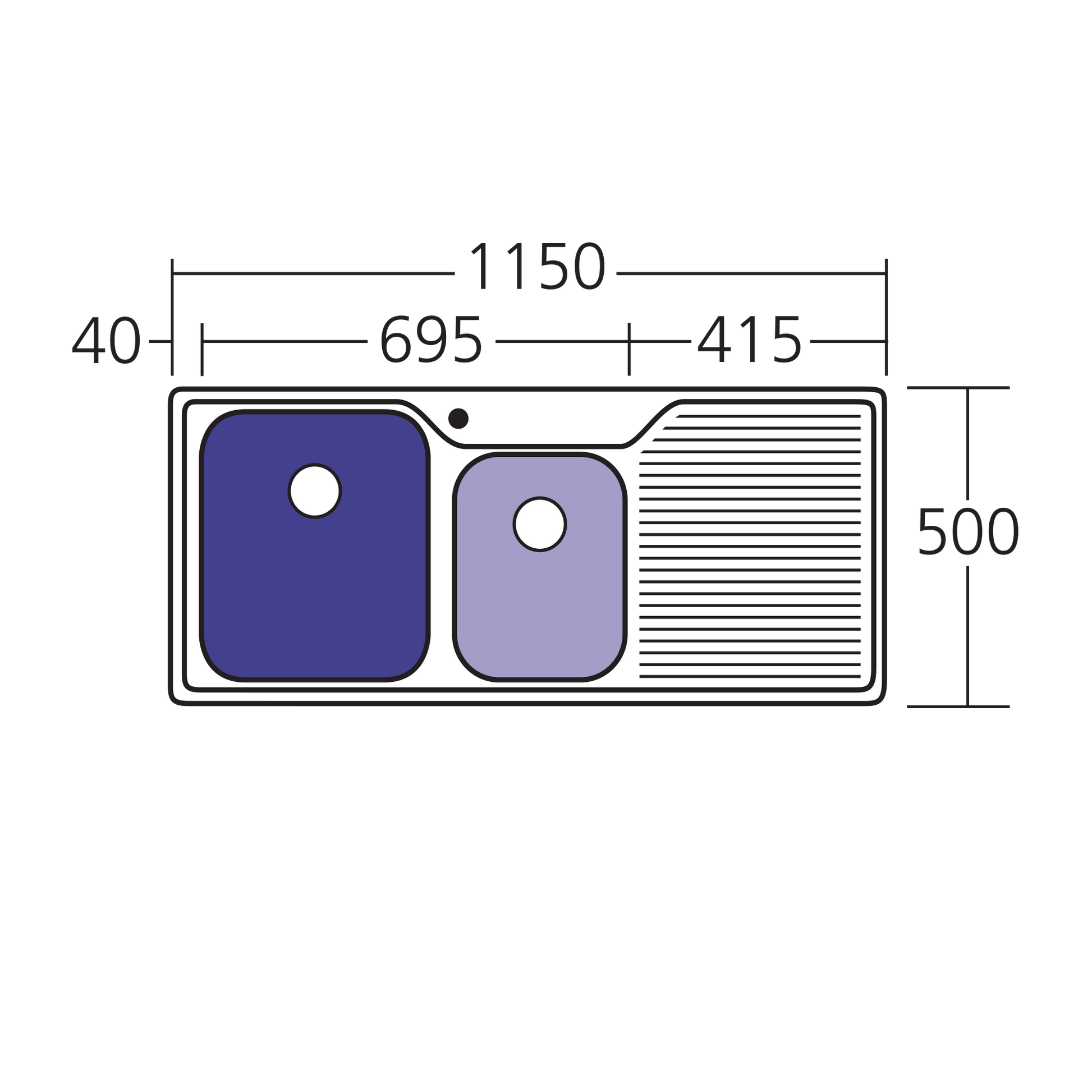 Nu-Petite 1 & 3/4 Bowl Topmount Sink With Drainer