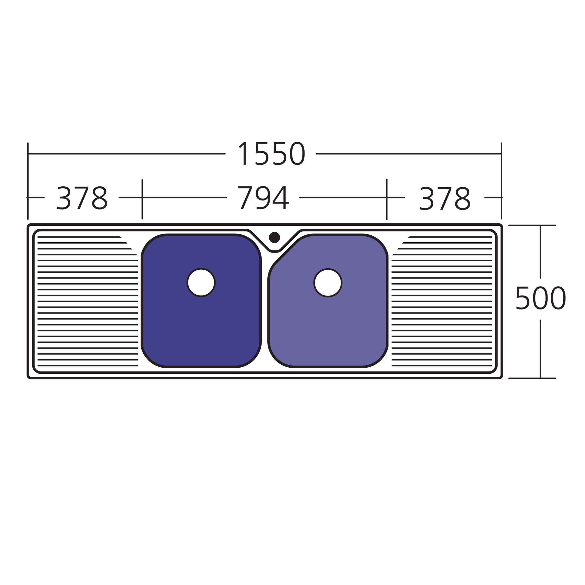 Nu-Petite Double Bowl Topmount Sink With Double Drainer