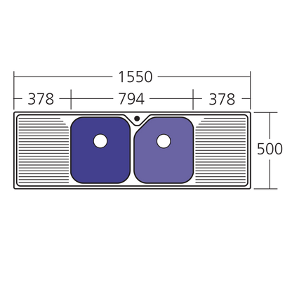 Nu-Petite Double Bowl Topmount Sink With Double Drainer
