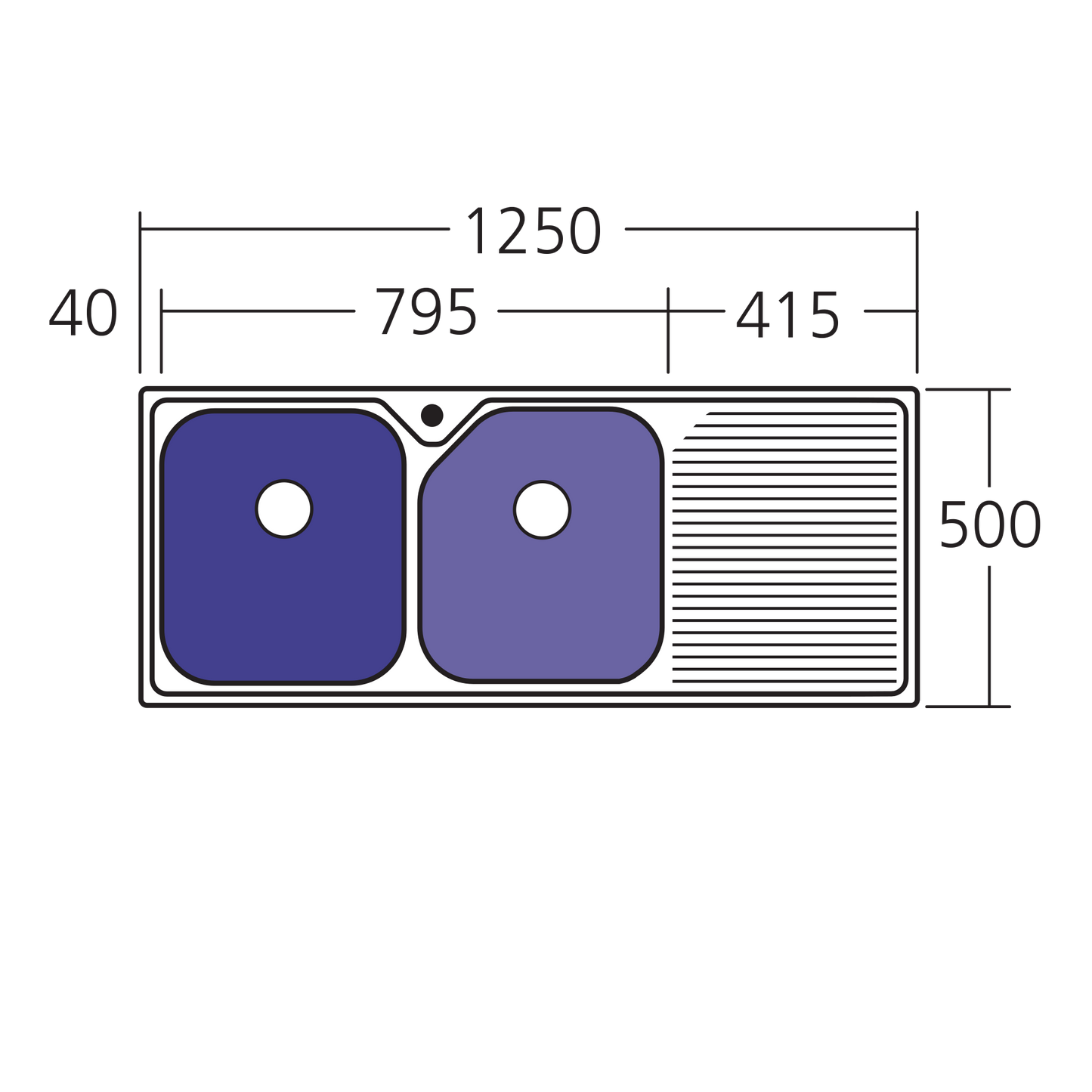 Nu-Petite Double Bowl Topmount Sink With Drainer
