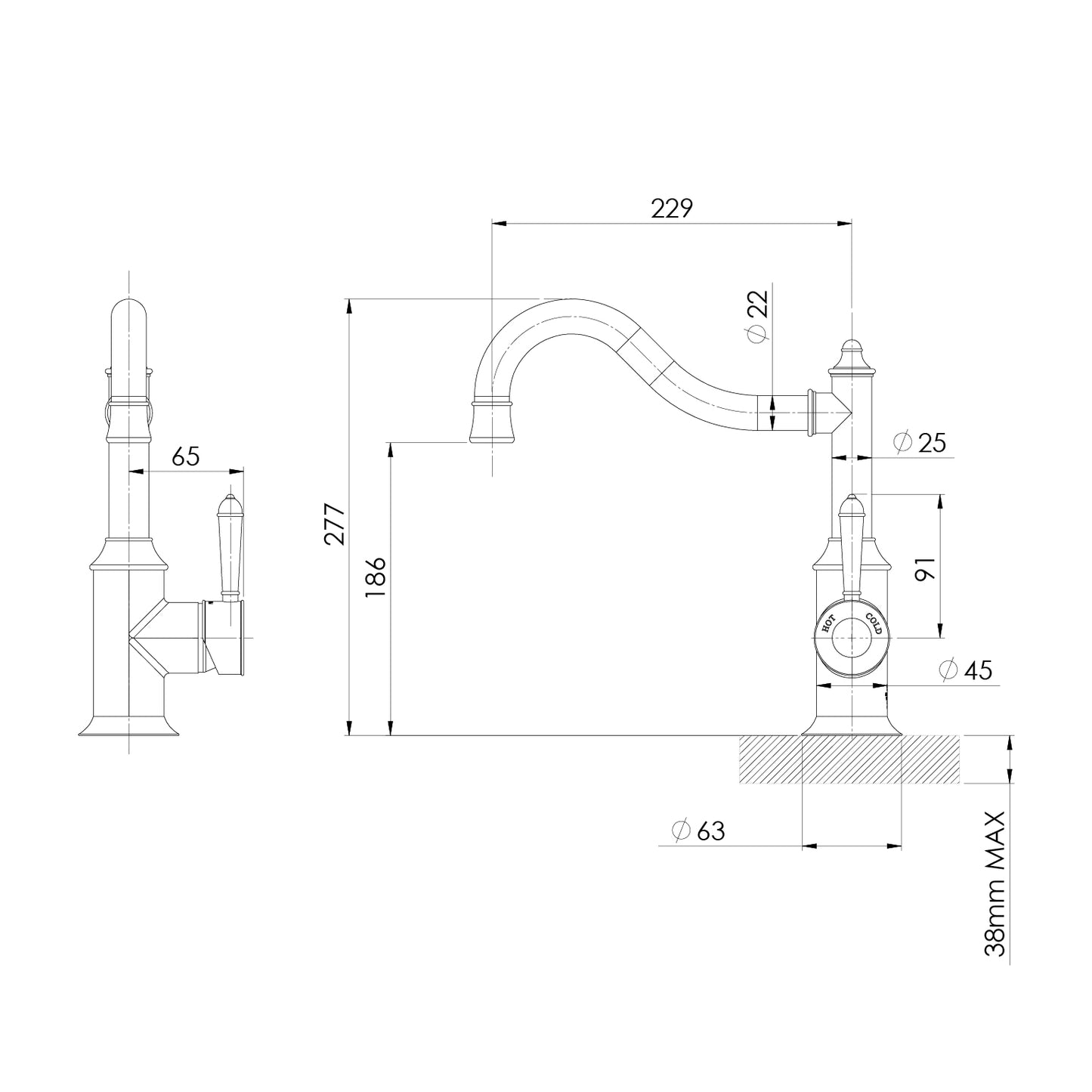 Nostalgia Sink Mixer 230mm Shepherds Crook
