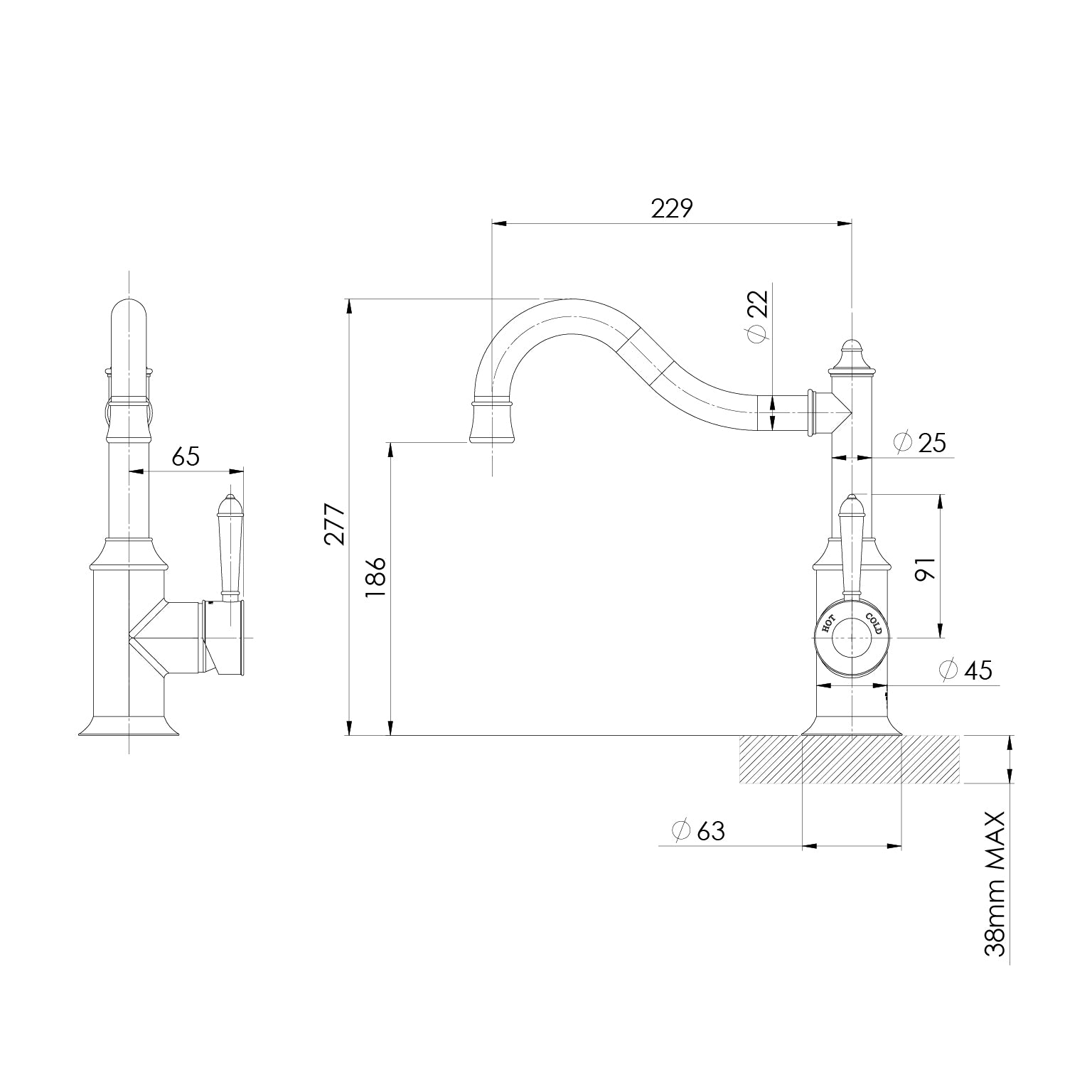 Nostalgia Sink Mixer 230mm Shepherds Crook