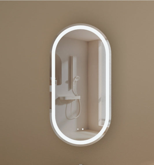 CARYSIL Noble 450x900mm WALNUT Oval LED Shaving Cabinet