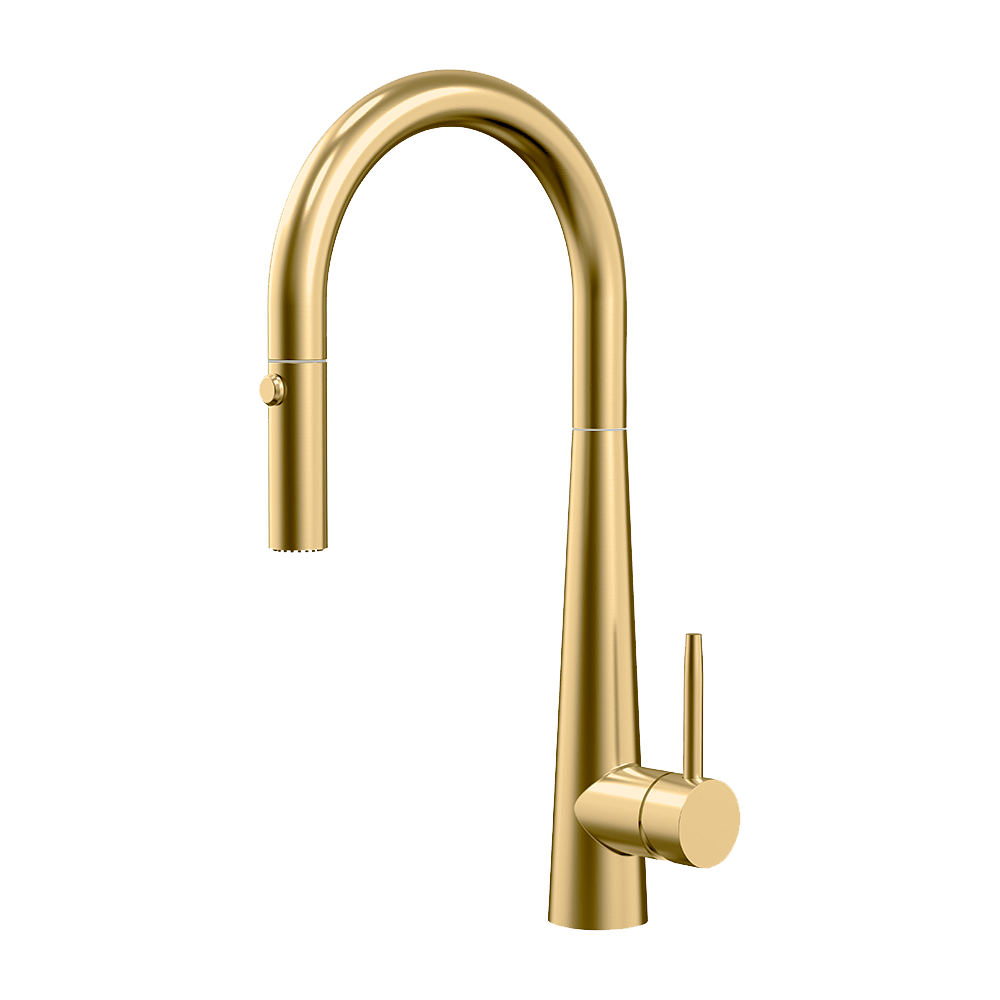 Novaire Pull Out Kitchen Sink Mixer in Brushed Aurum