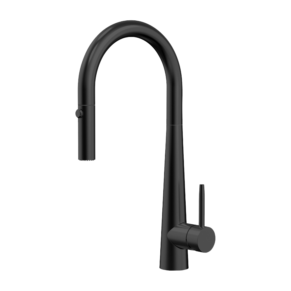 Novaire Pull Out Kitchen Sink Mixer in Noir Obsidian