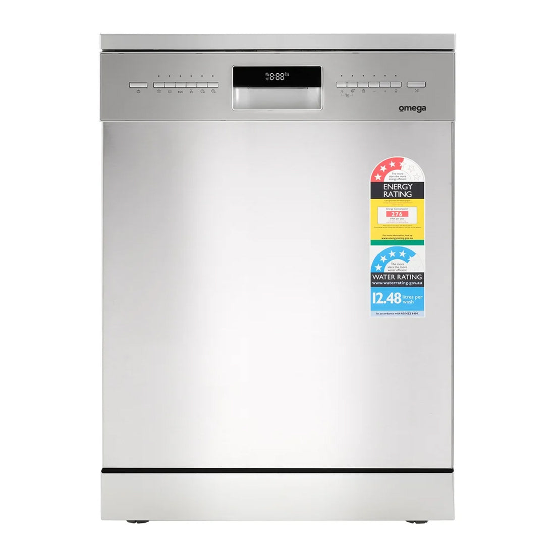 Omega 60cm Freestanding Dishwasher Auto Open Stainless Steel