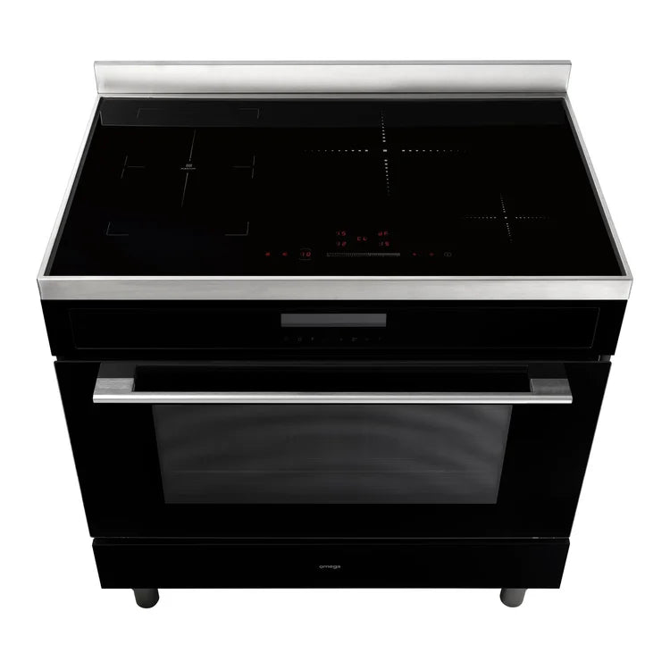Omega 90cm Freestanding Cooker with Induction Cooktop-Black