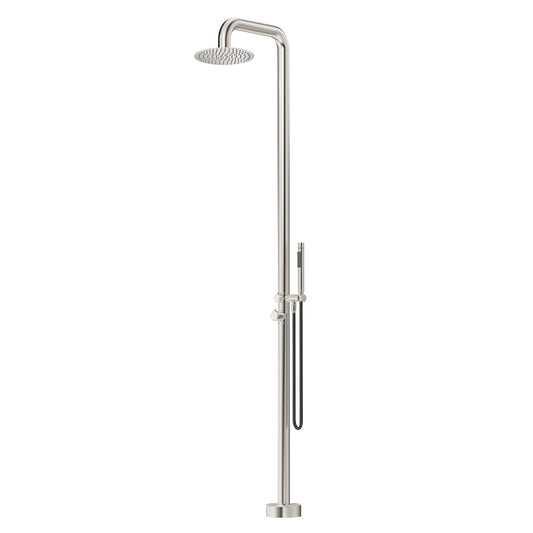 Bella Vista Mica Soft Square Freestanding Outdoor Shower Brushed Nickel
