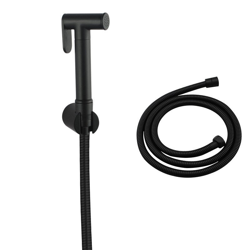Round Black Toilet Bidet(SS Hose & ABS Holder)