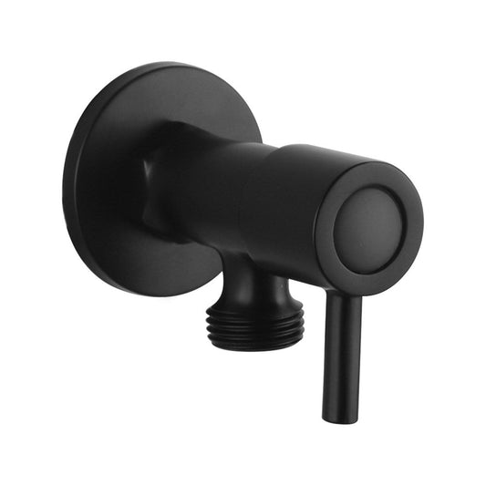 Bathroom Round Matte Black 14 Turn Washing Machine Stop Tap (one piece)