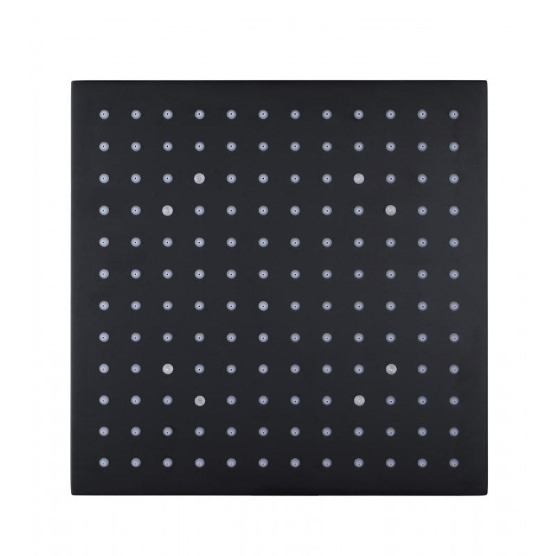 Square Black LED Rainfall Shower Head 250mm