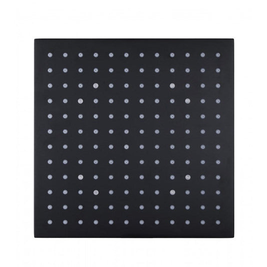 Square Black LED Rainfall Shower Head 250mm