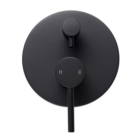 Round Matte Black Shower Bath Mixer Diverter