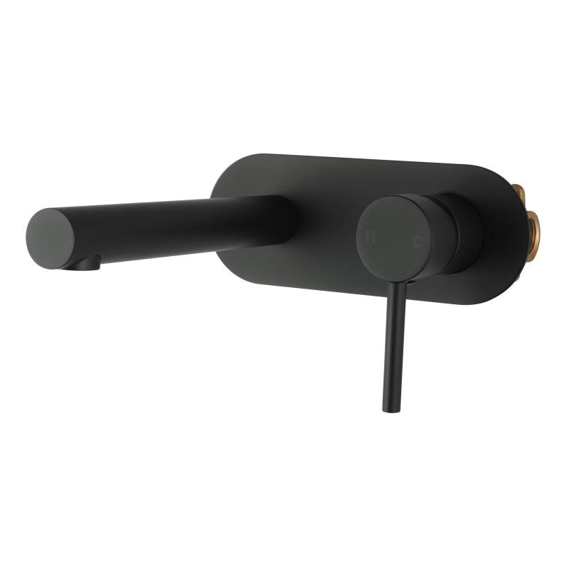 Round Matte Black Bathtub Basin Wall Mixer With Spout