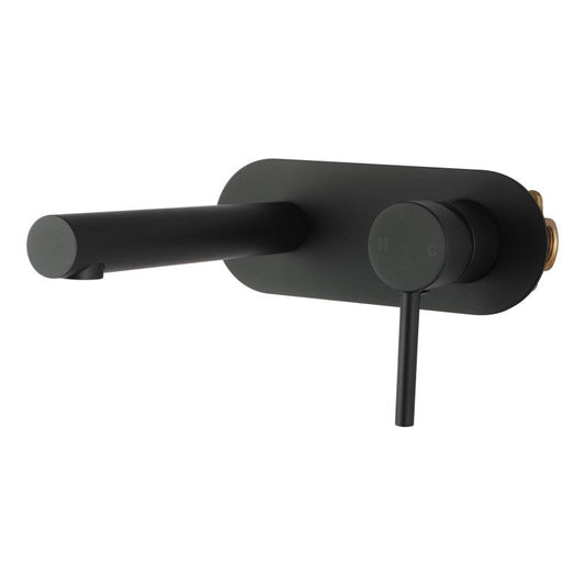 Round Matte Black Bathtub Basin Wall Mixer With Spout