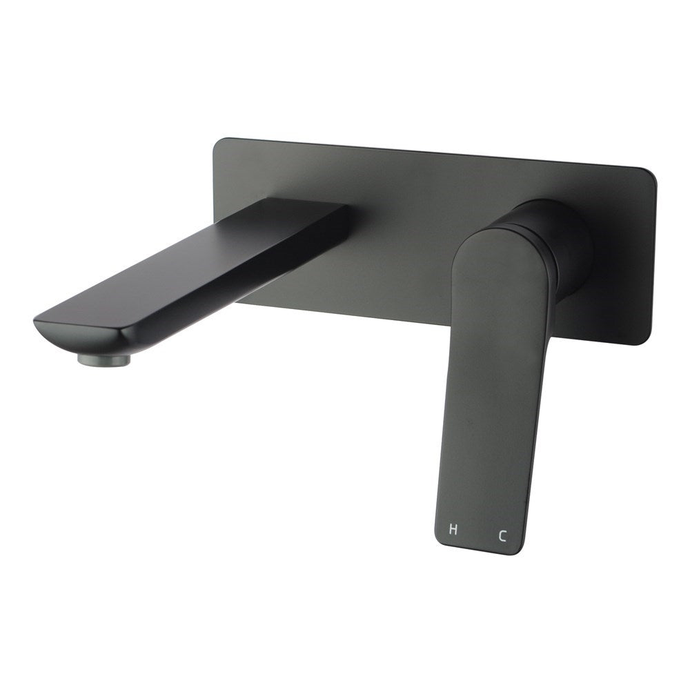 Square Black Wall Mixer with Spout