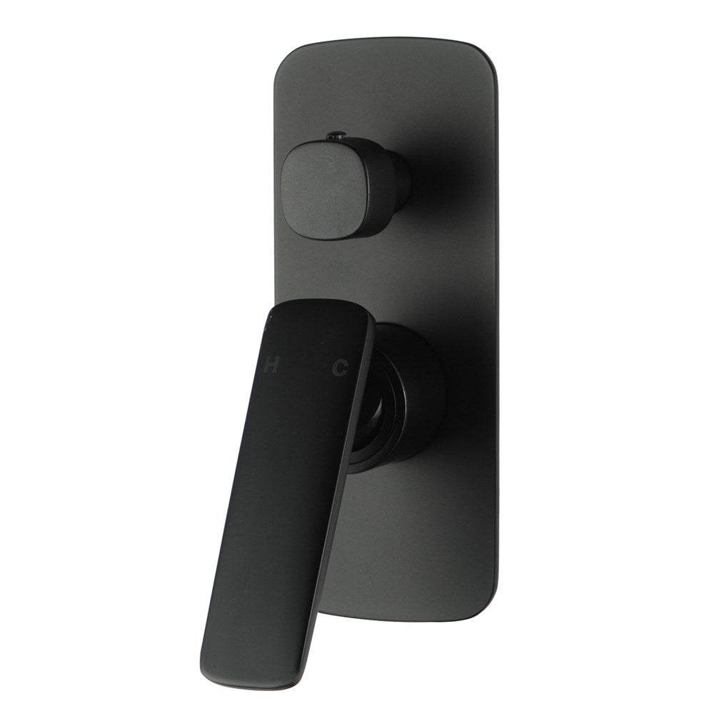 Square Black Wall Mixer With Diverter