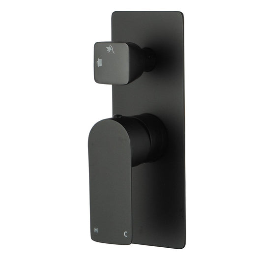 Bathroom Solid Brass Black Bath/Shower Wall Mixer with Diverter Wall Mounted