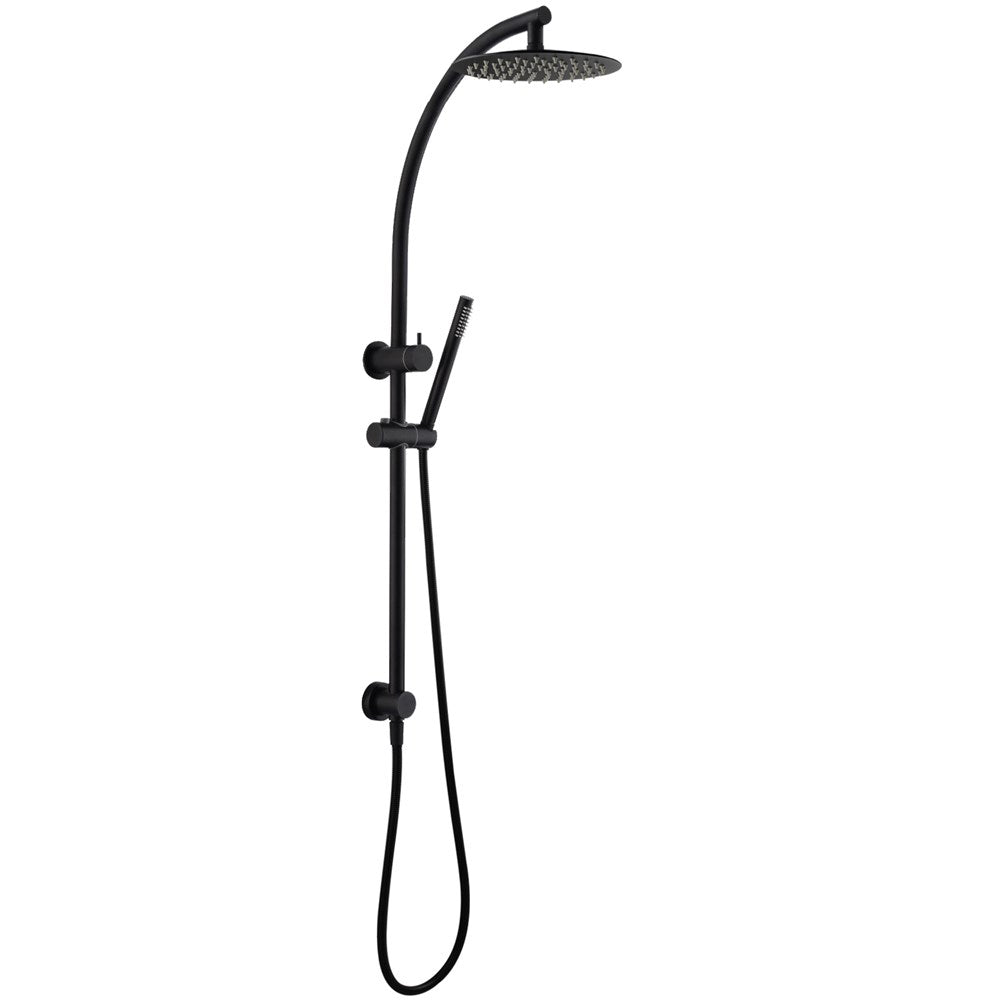 8 inch 200mm Round Matte Black Twin Shower Station Top Water Inlet with Handheld