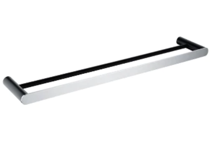 Rushy Series Black& Chrome Double Towel Rail 600mm