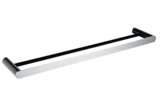 Rushy Series Black& Chrome Double Towel Rail 600mm