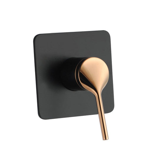 Black & Rose Gold Square Wall Mixer(Pin Handle)