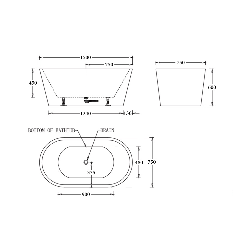 Oslo Freestanding Bathtub in Black