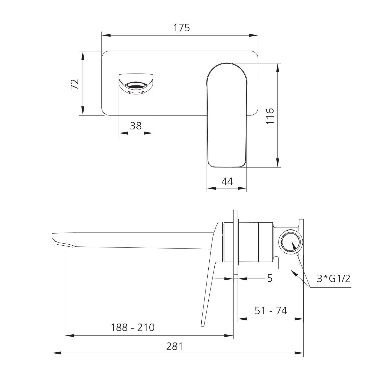 Paris Wall Mixer Set - Trim Kit Only