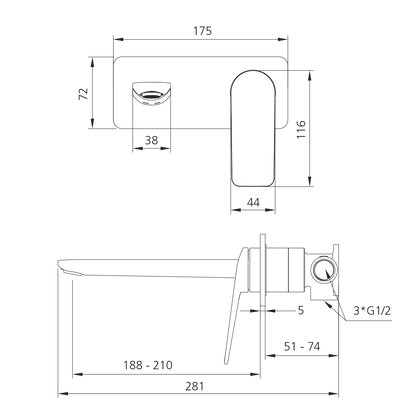 Paris Wall Mixer Set - Trim Kit Only
