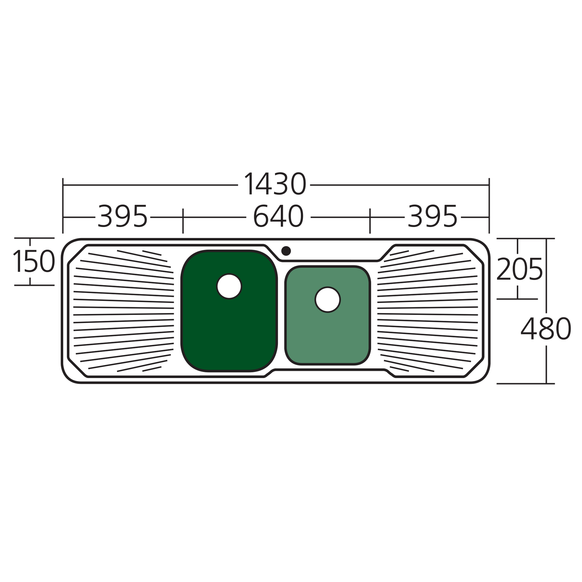 Petite 1 & 3/4 Bowl Sink With Double Drainer