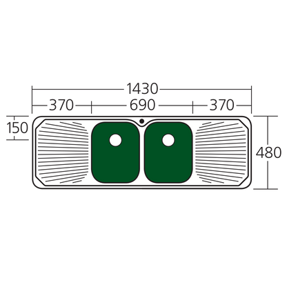 Petite Double Bowl Sink With Double Drainer