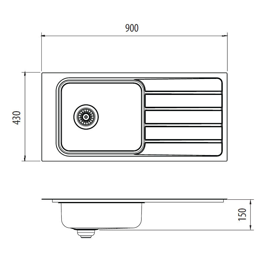 Puro Single Bowl Topmount Care Sink With Drainer