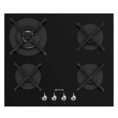 Smeg Classic 4 Burner Gas Cooktop Black Glass 60cm